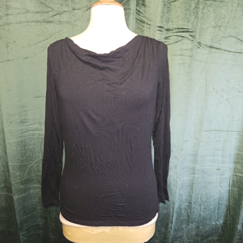 Boden Drape Neck Long Sleeve Top